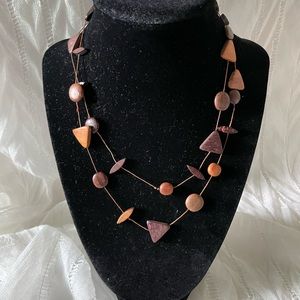 Double strands mix shapes Wooden beads - 2 necklaces